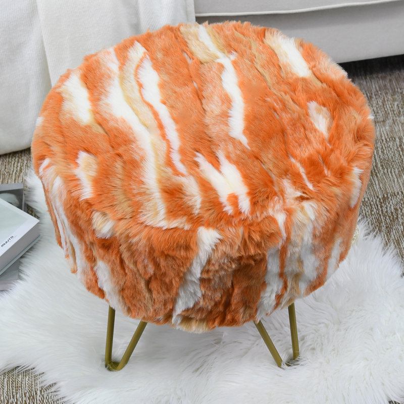 Everly Quinn Round Faux Fur Ottoman Wayfair